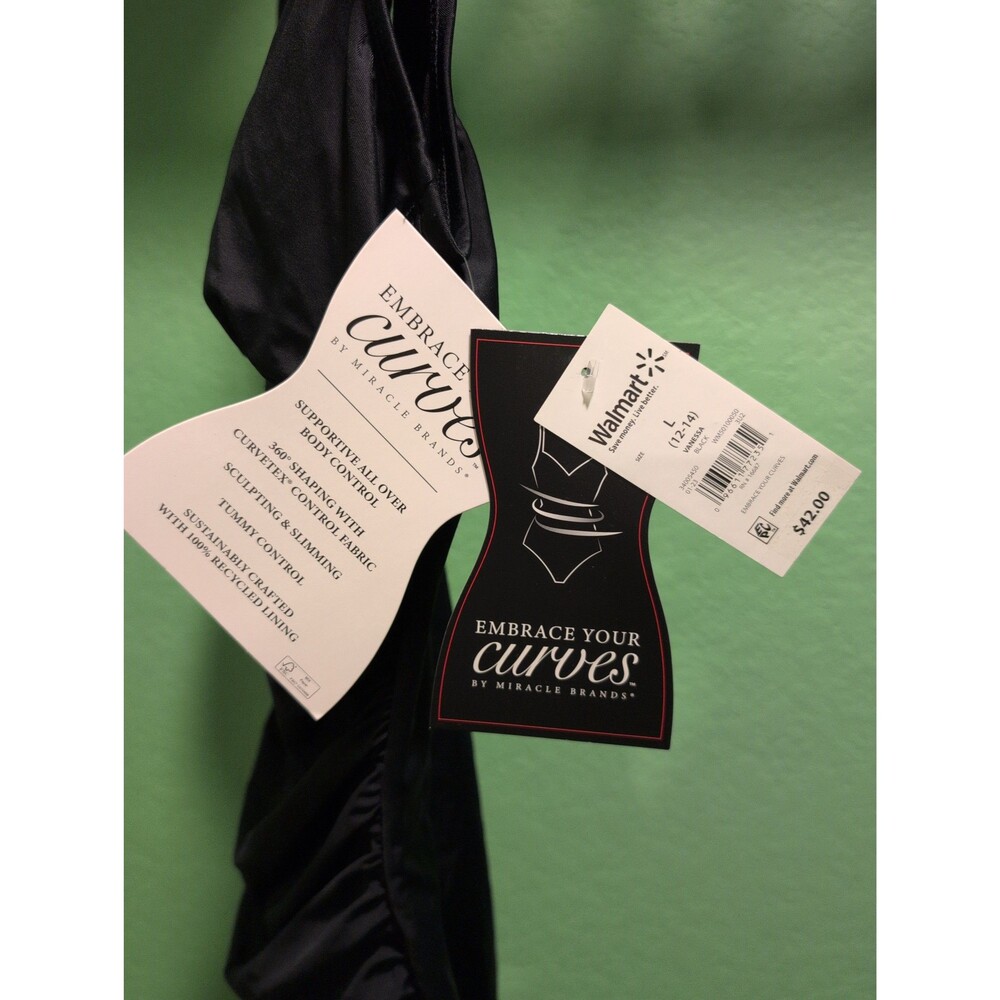 NEW Miracle Brands Large black one piece bathing suit - Picture 4 of 5